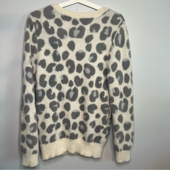 Falls Creek Women's Leopard Print Sweater Size XL 16 18 Off White Gray Flurry - Picture 8 of 10